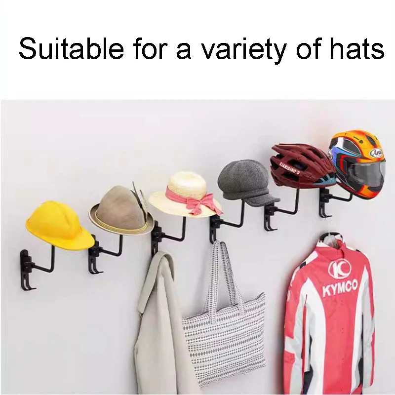 Motorcycle Helmet Rack No Drill Bike Helemt Hanger 180&deg; Rotation Helmet Display Holder With Hooks For Home Garage Organizer