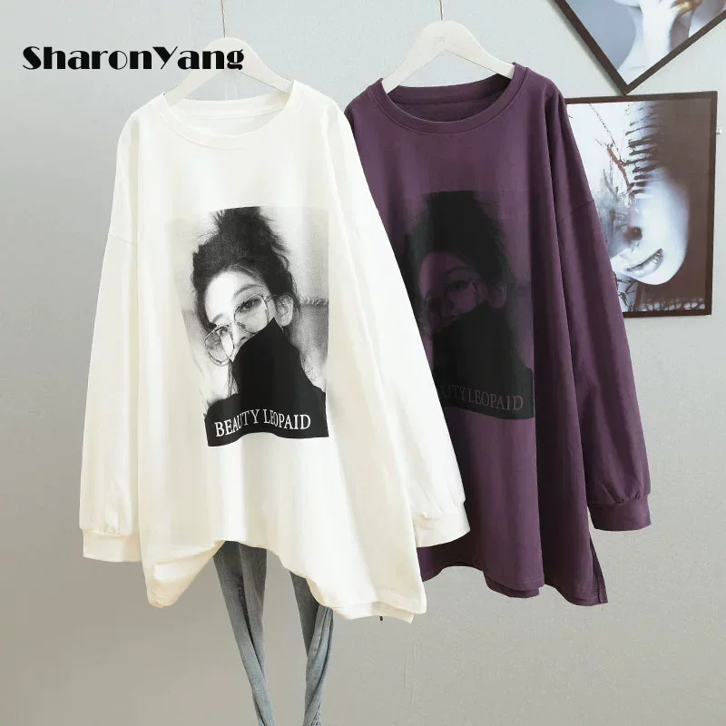 

Spring Large Size Loose Long Sleeve T-shirts Woman Cotton V-neck Casual Style T Shirt Base Shirt Women Tops Woman Tshirts