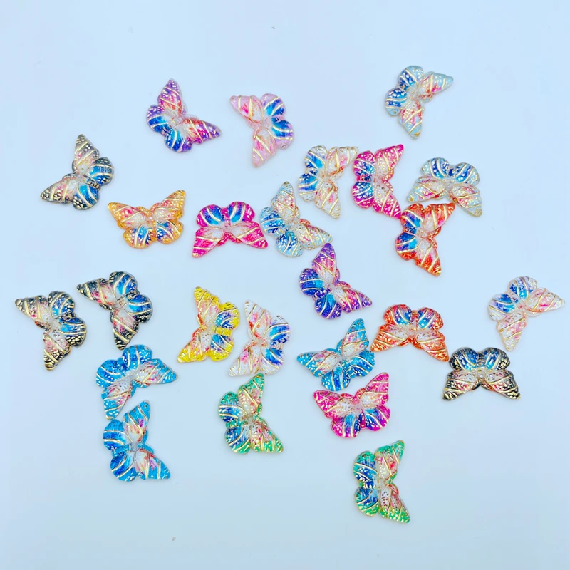 40 Pcs Resin Cute Cartoon Mini Colorful Beautiful Butterfly Flat Back Rhinestone Appliques DIY Wedding Scrapbook Craft F29 wade miniature animals