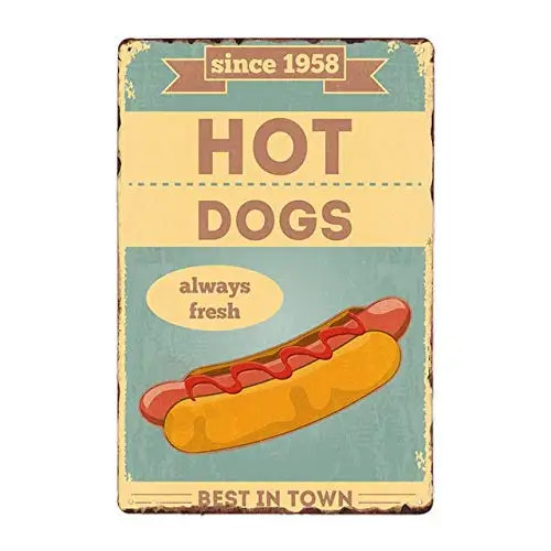 

Hot Dogs Hamburger Sandwich Fast Food Decor Sign Poster Vintage Plaque Fast Food Hotel Shop Wall Decor 8x12 Inch ase-3