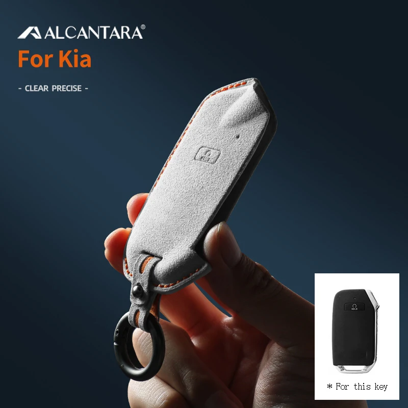 

Car Remote Key Cover Protector For Kia K900 Stinger 2023 GT CK K9 Smart Alcantara Suede Keychain Case Auto Accessories