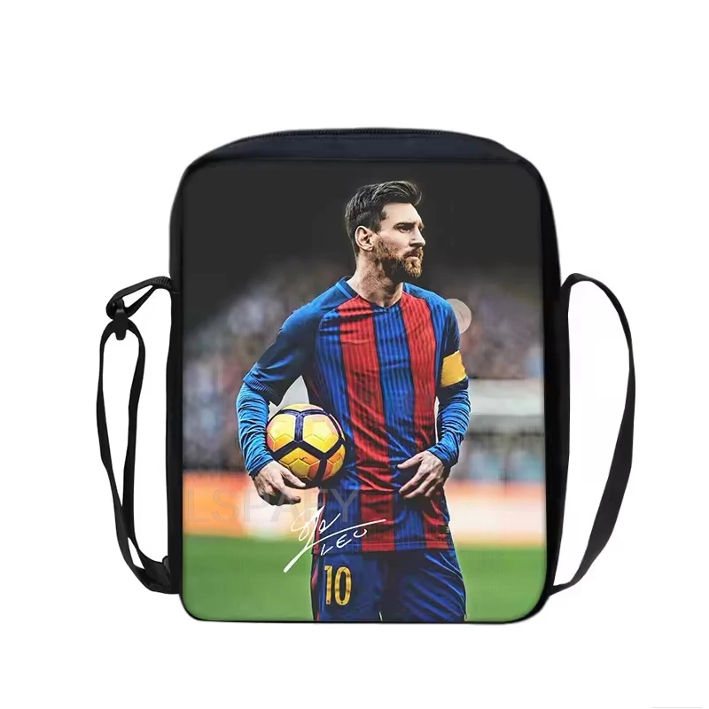 Borsa a tracolla stampata M-Messi, borsa a mano, borsa da scuola per stelle del calcio, borsa porta telefono, borsa sportiva da calcio, borsa per lo shopping, miglior regalo - immagine 2