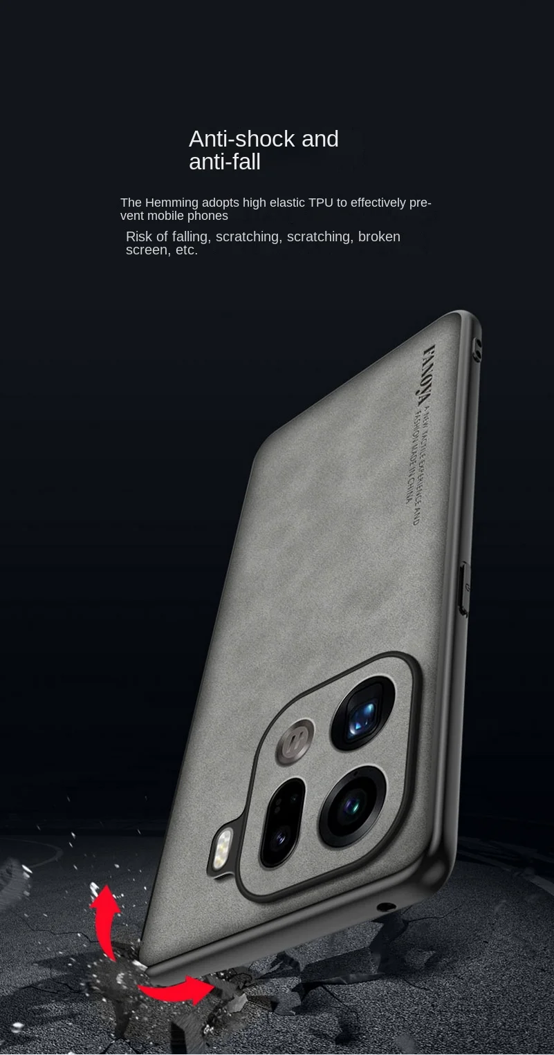 Luxurious Plain Leather Suede Case with Slim Lens Protection