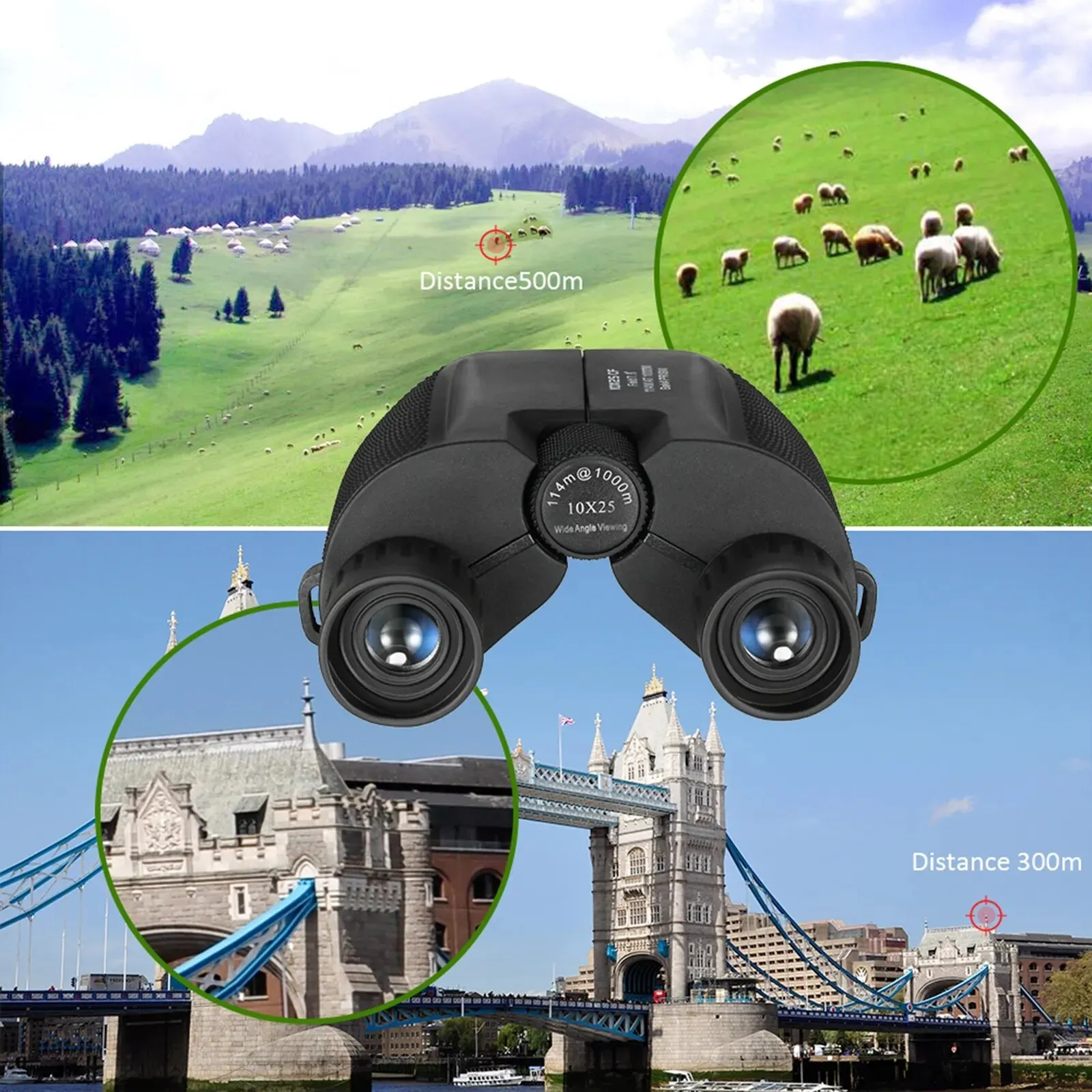 Binoculars 10X25 HD Mini Portable Telescope BAK4 FMC Coated Telescope Outdoor Bird Watching Hunting Travel Camping Ball Game 4
