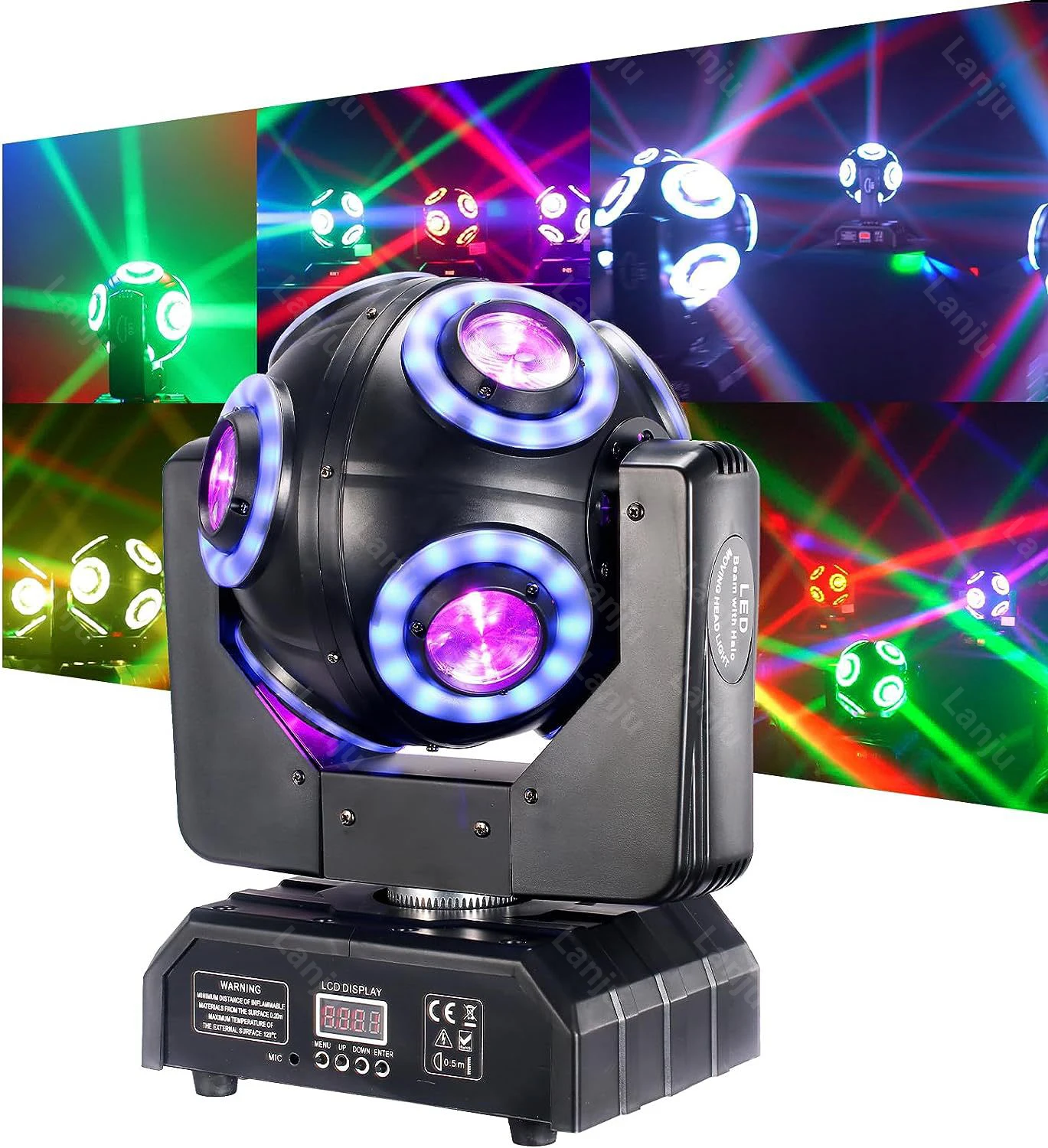 

LED Moving Head 8x15W 4in1 Football Light RGBW Beam+light strip 360 ° Rotation Strobe Dj Disco christmas party DMX Stage Effect