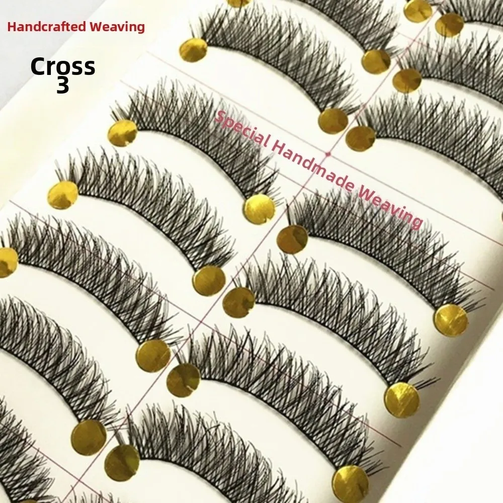 10 쌍/박스 블랙 천연 수제 인조 속눈썹 곡률 C 착용하기 쉬운 DIY 속눈썹 연장 아이 메이크업 재사용 가능