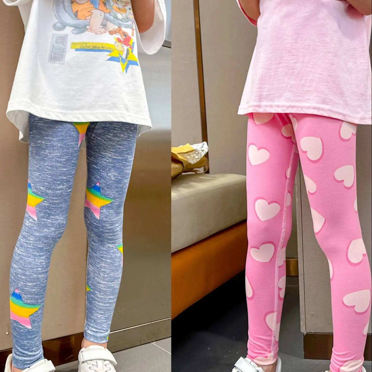 2/4 قطعة مزيج الأطفال وتطابق الحب المطبوعة طماق الفتيات عادية جوكر سليم 9 السراويل موضة مرونة الخصر عيد الحب عموم