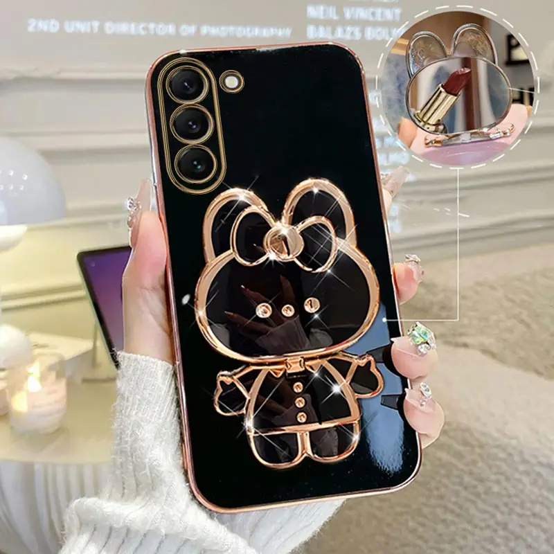 thumbnail image 1 of Mirror Plating Phone Holder Case For Samsung Galaxy S23 S20 S22 S21 S10 S9 S8 Note 10 20 8 9 Plus Ultra 5G S20 Fe Stand Cover, 1 of 5