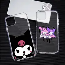 

Cute cartoon Sanrio Kuromi Rabbit Phone Case For iphone 13 12 11 Pro Max Mini XS 8 7 Plus X SE 2020 XR Transparent Soft Cover