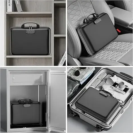 Fireproof Waterproof Document Bag Portable Hard Case for Certificates Passports Gun Safe - 4