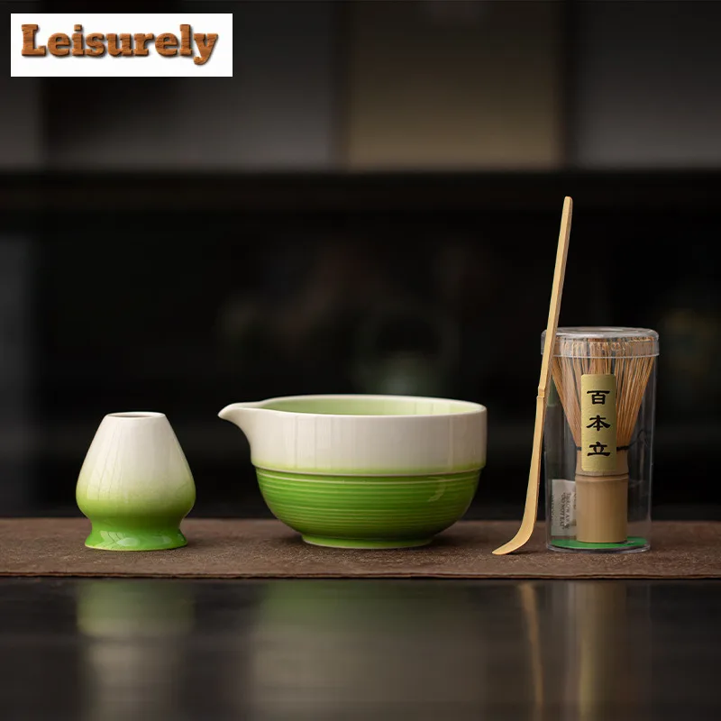 Creative Gradient Color Conch Ceramic Tea Set Complete Set Tea Brush Japanese Matcha Set Kit Green Tea Powder Tea Ceremonial