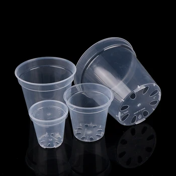 Pot de jardinière rond pour jardin à la maison, conteneur de pépinière d'orchidées, pot de démarrage rond transparent 1