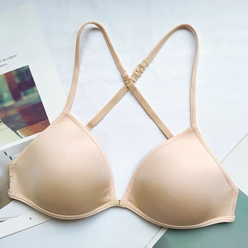 FINETOO Sexy Thin Seamless Bras Women Triangle Cup Underwear Female Beauty Back Front Buckle Bra Cross Straps Tops Lingerie New 3