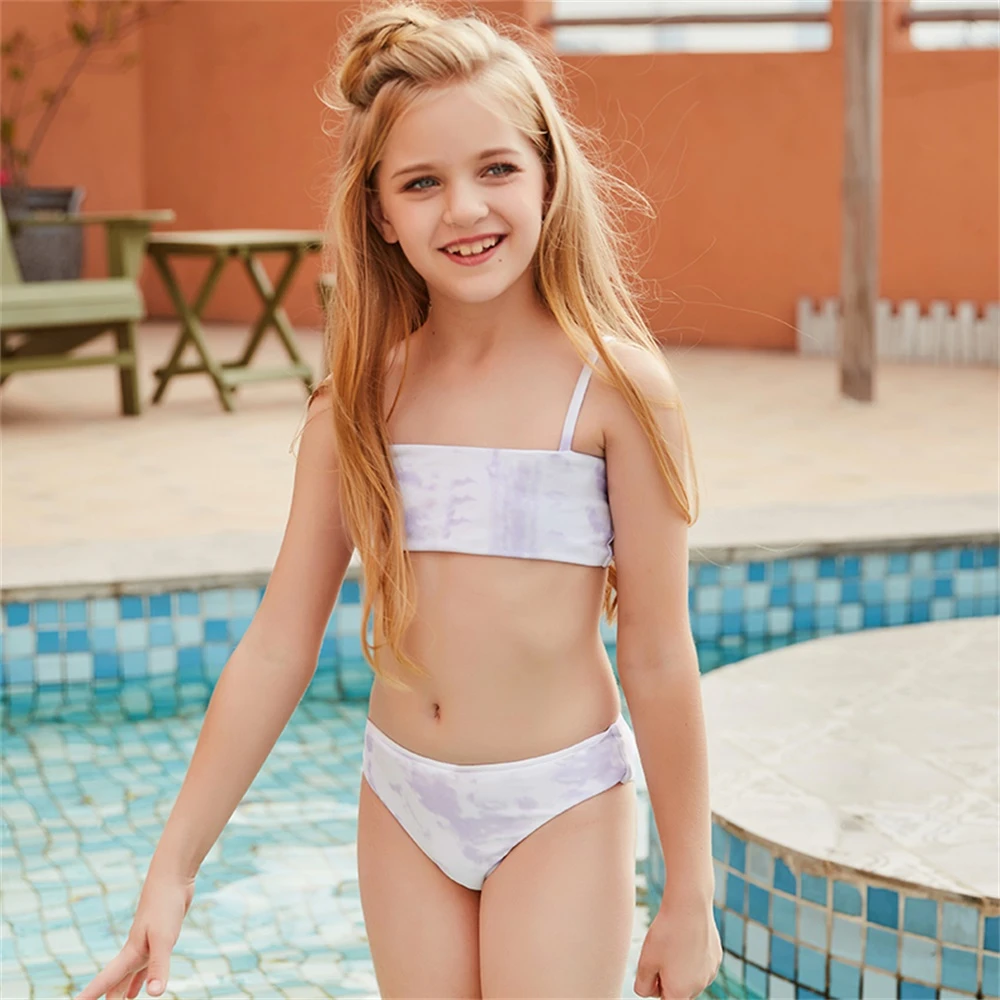 casete Decorativo Malentendido SEASHY Conjunto de Bikini para niñas de 5 a 14 años, traje de baño de dos  piezas con teñido anudado, para playa|Conjunto de bikini| - AliExpress