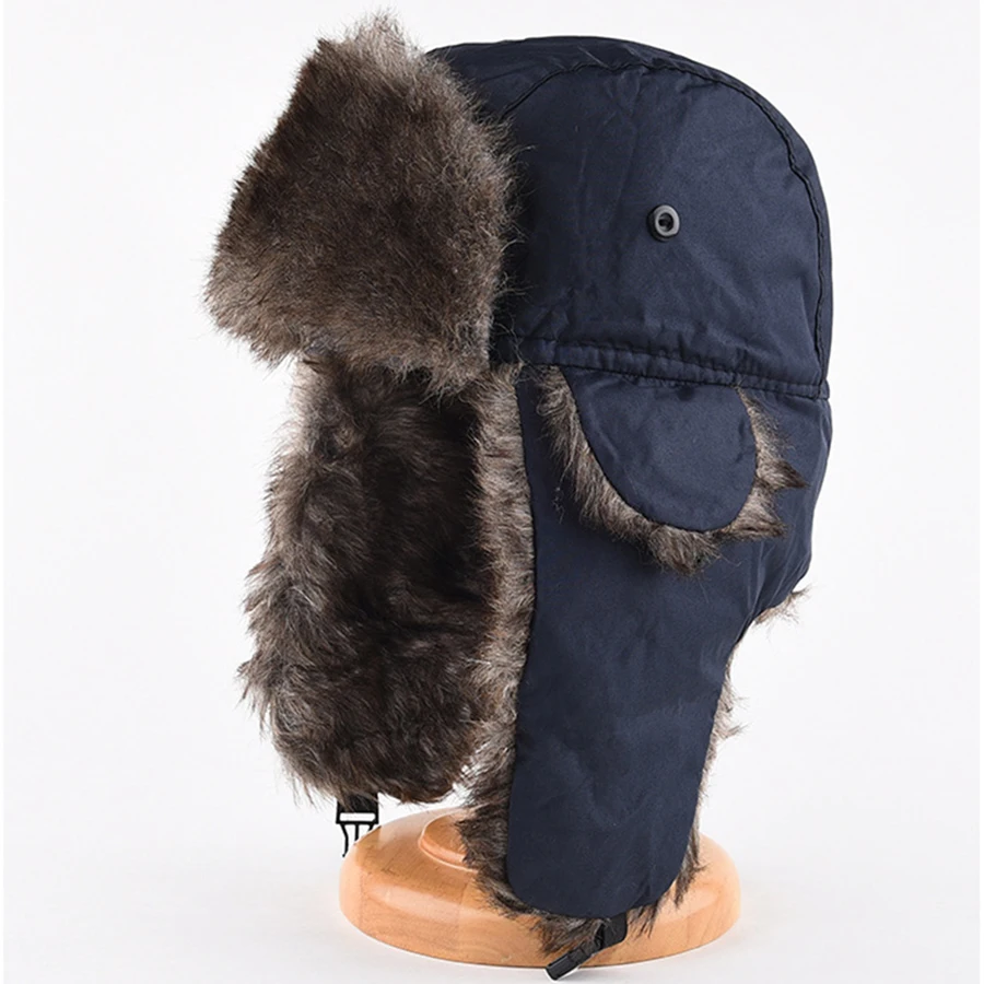 Men's Bomber Hats Winter Trapper Aviator Trooper Earflap Warm Russian Hats Outdoor Waterproof Ear Protectors Ski Hat winter hat earflap hat