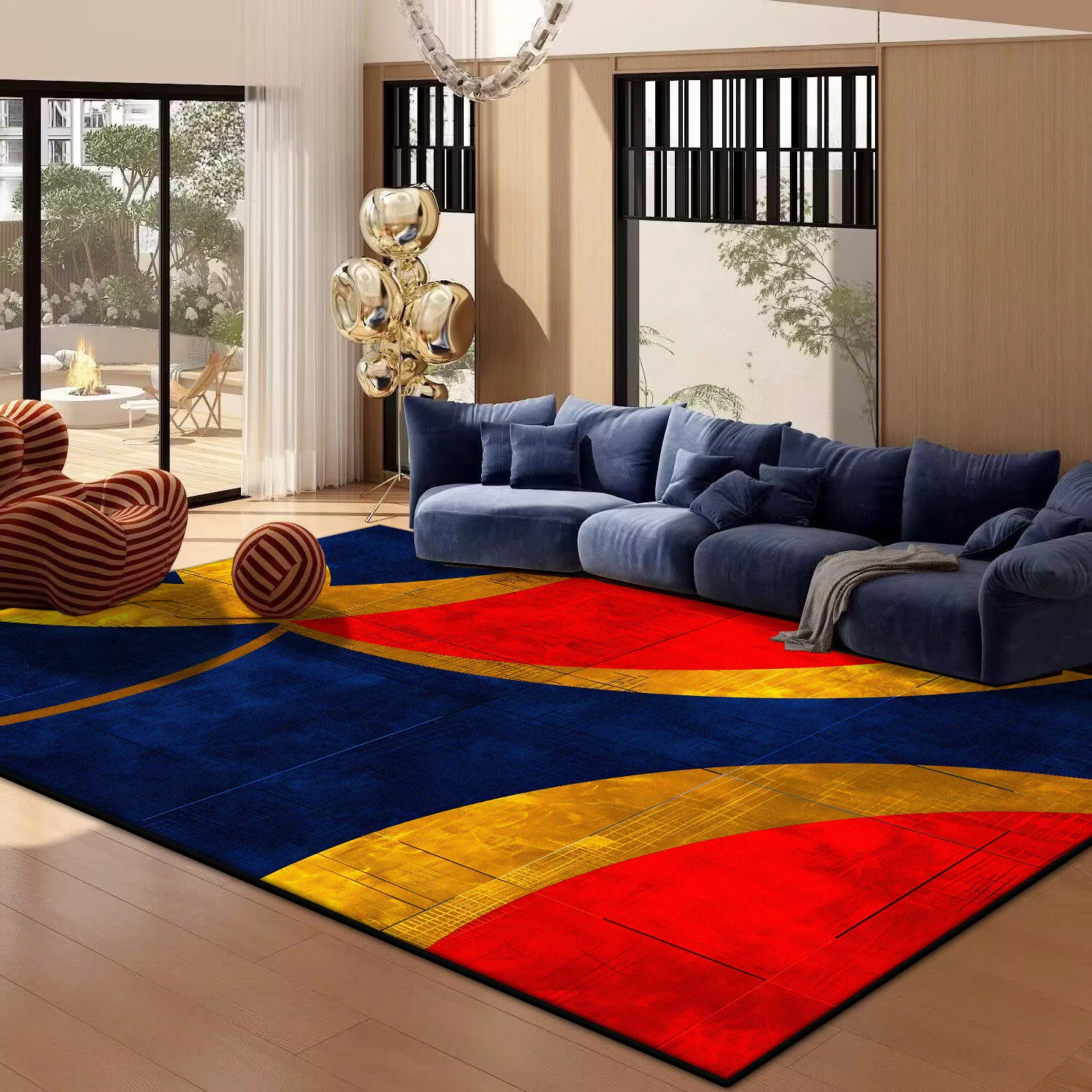 Red Geometric Area Rug 3
