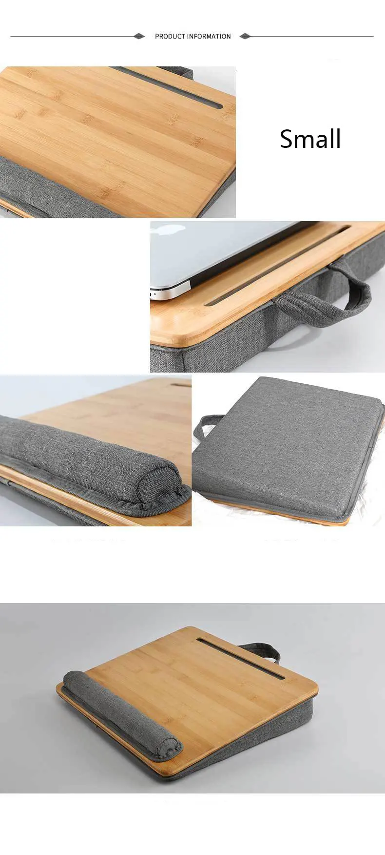 Description Picture 5 of itemBamboo Portable Mini Laptop Desk on Lap study table for bed Lazy Home Picnic Camping Car with Office Lunch Break Pillow