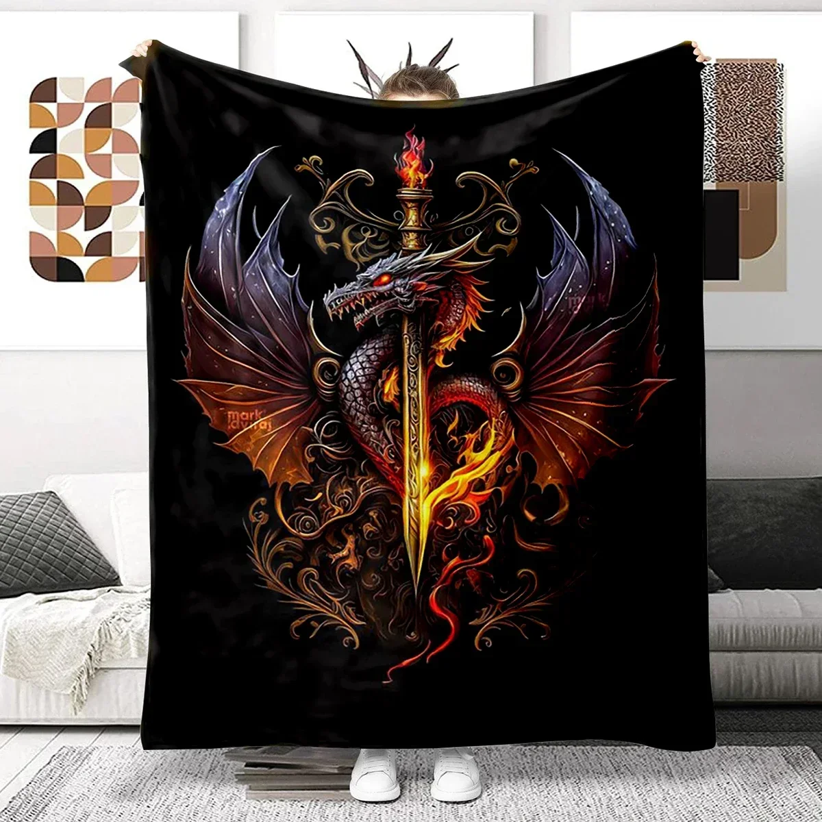 Animal Dragon Blanket Ultra Lightweight Soft Plush Flannel Throws Blanket for Sofa Bed Couch best Office Gifts  demogorgon 2