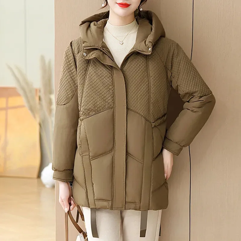 

New Autumn Winter Fried Street Down Cotton Jacket Female Thicke Warm Quilted Jacket Hooded Parker Outerwear Women Cotton Clothes
