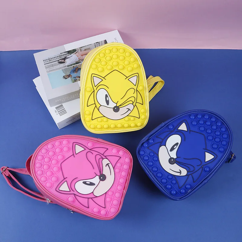 

10 Inches Sonic The Hedgehog Tails Amy Cartoon Backpack Unisex School Bag Unstressed Toys Kids Bookbag Children Boys Gifts