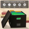 Folding File Storage Box Hanging File Filing Box with Label Slot Fabric Folder Organizer Box Portable Organizer Box with Lid 2