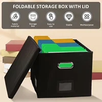 Folding File Storage Box Hanging File Filing Box with Label Slot Fabric Folder Organizer Box Portable Organizer Box with Lid 2