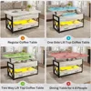 40" Lift Top Coffee Table, 4 in 1 White Coffee Tables with Storage for Living Room,Small Coffee Table with 2 Drawers & LED Light 4