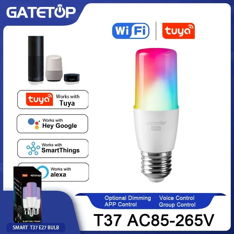 

Tuya Rgb Bulb 6W Smart T37 E27 Light Dimmable Wifi Led Magic Lamp AC 110V 85V-265V Work With Alexa Google Home