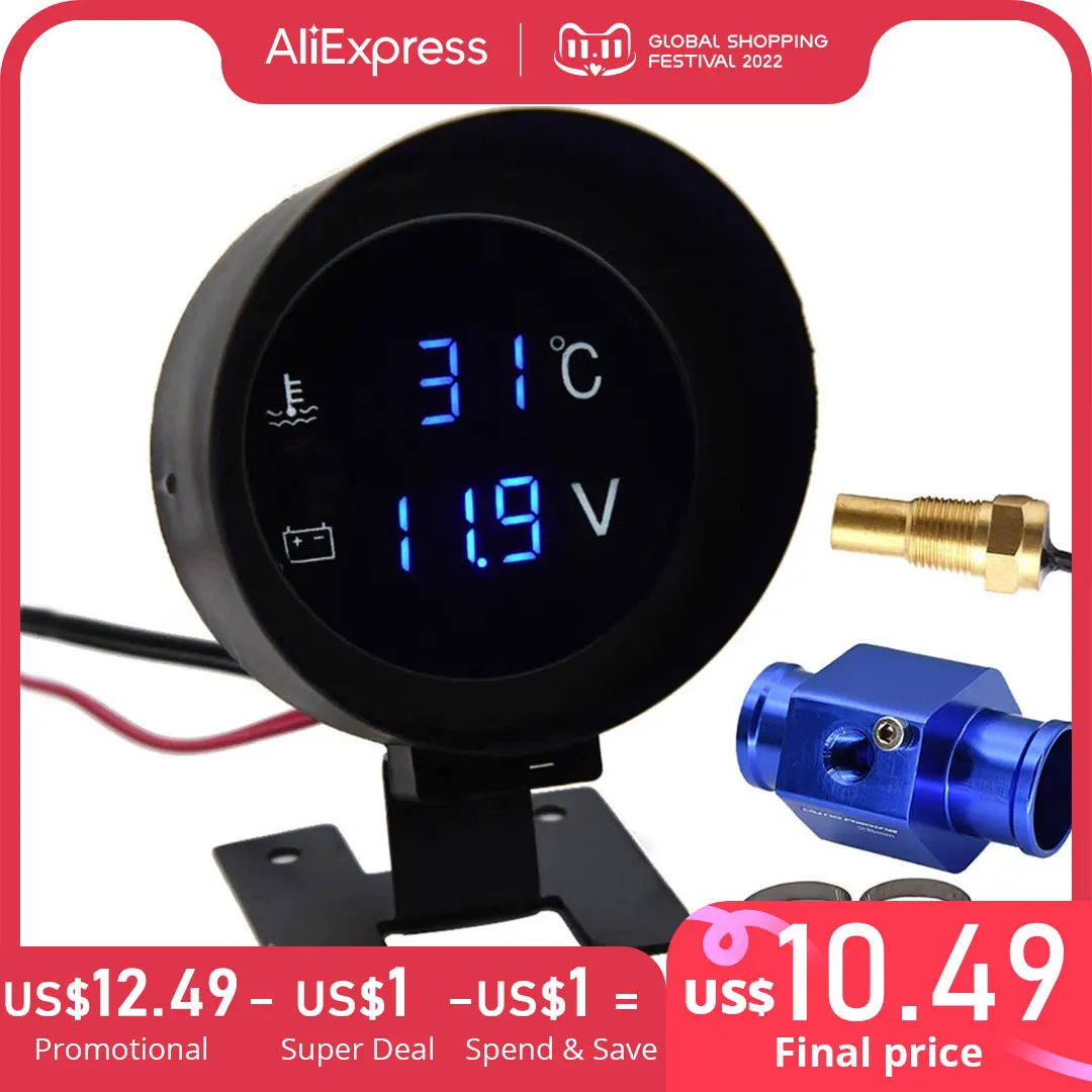 H Car Digital Led Water Temperature Gauge 10110 Celsius With Water