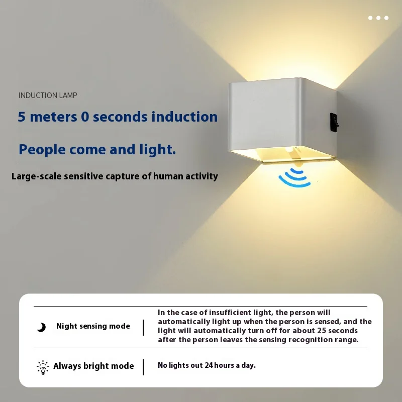 LED Wall Lamp Modern Outdoor Indoor USB Charge Sensing Up Down Wall Mount Lights Living Room Hallway Bedroom Art GallerDecor