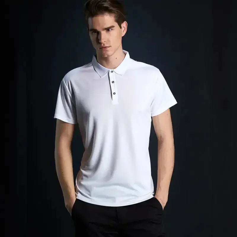 

2023 Brand New Men's T-shirt Quick Dry Polo Tee Shirts Solid Color Lapel Men T shirts Man Polo T-shirts For Male Tops Tees