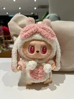 17cm Labubu Dolls Accessories DIY Doll Clothes Heartbeat Long Eared Furry Rabbit Costume Cartoon Dress Up Labubu Outfit 1