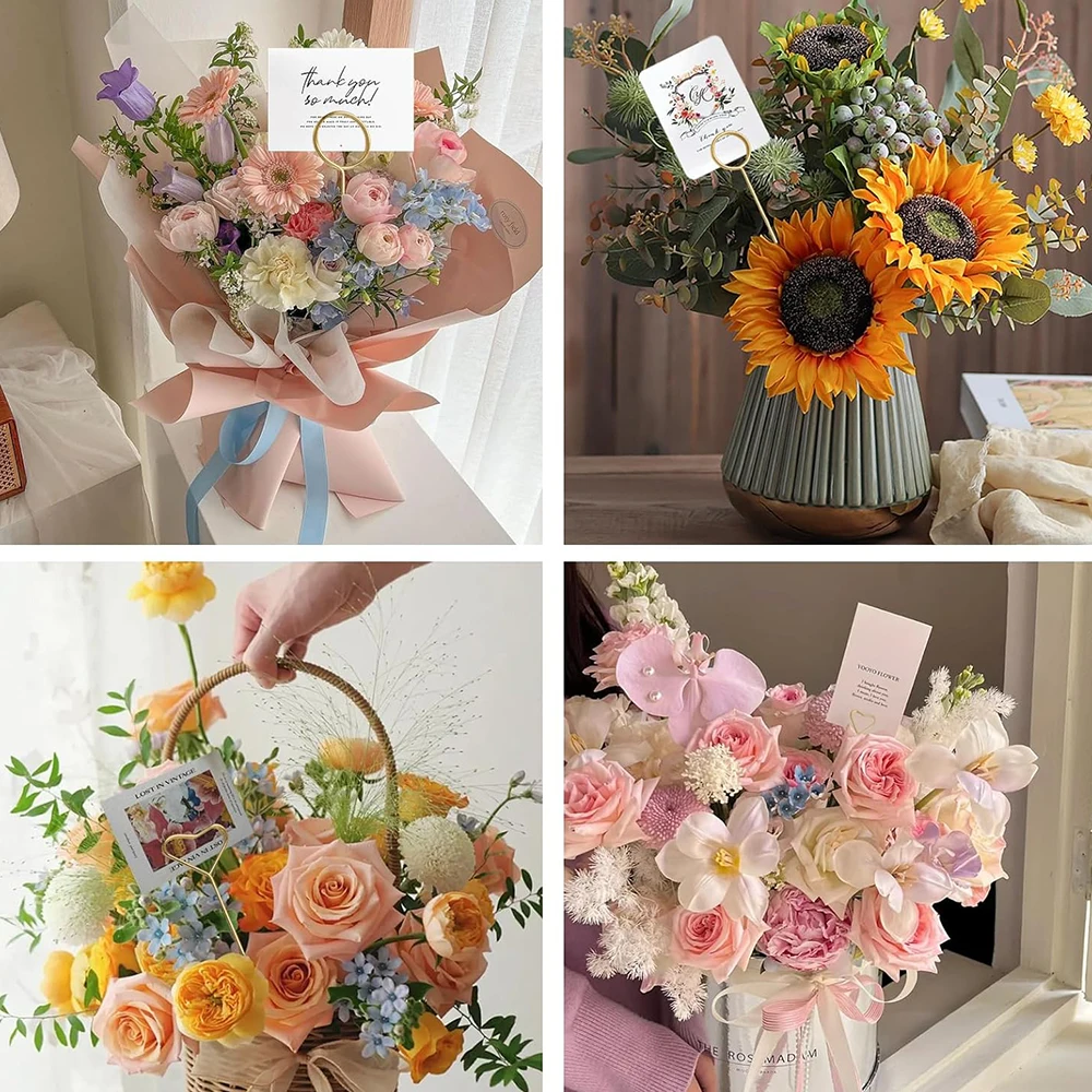 20/40Pcs Floral Card Holder Picks Metal Wire Place Card Holder Picture Holders Photo Stick Clip Floral Picks for Wedding Party floral card holders