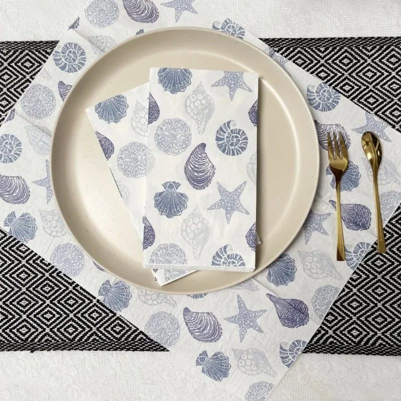 Paper Napkins Disposable Paper Placemats Tissue Paper Decoration 20pcs 33*40cm 3-Ply Ocean Collection Starfish Print Rectangle Paper Napkins Party Print Paper Placemat Butterfly Bone Bart
