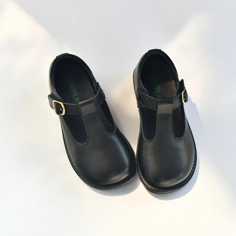 Genuine Leather Baby Girls Spring Cowhide Soft Bottom Princess School Shoes Boy's Flats