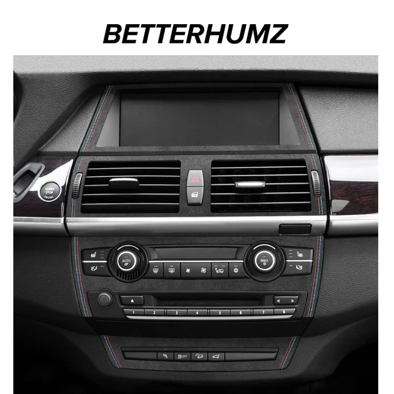 For BMW X5 E70 X6 E71 Made of Alcantara Center Console CD Panel Trim Frame Performance Sticker Car Interior Tuning Accessories