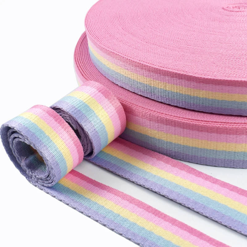 5/10미터 레인보우 웨빙 테이프 25/32mm 백팩 벨트 장식 밴드 DIY 바이어스 바인딩 허리띠 애완동물 목줄 리본 바느질 액세서리