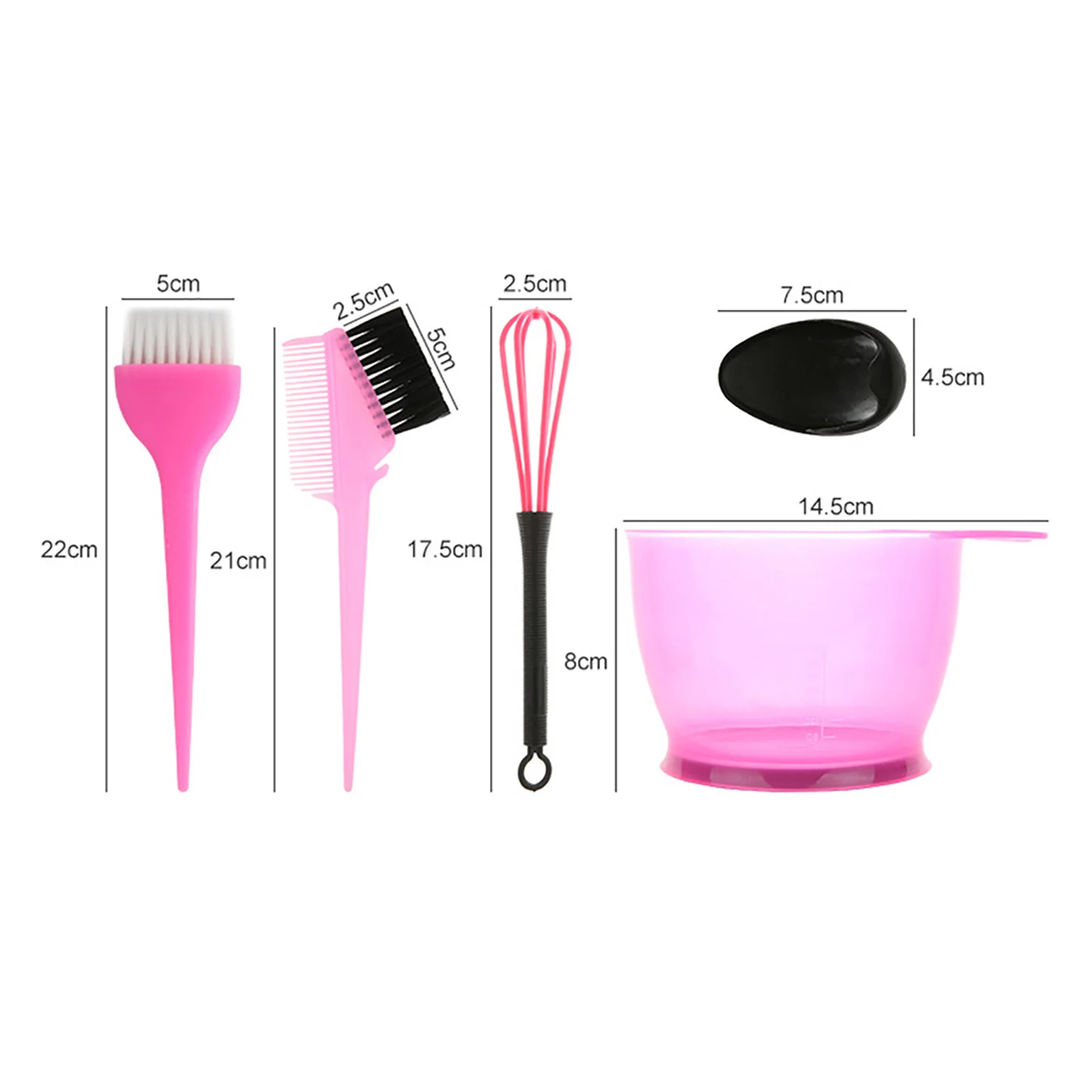 5PCS Hair Dye Brush and Bowl Set Ear Caps Dye Mixer Hair Tint Dying Coloring Applicator Dye Tool Hairdressing Styling Accessorie