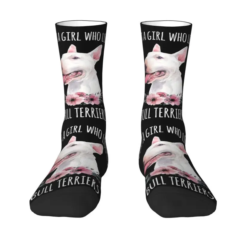 

Novelty Printed Bull Terrier Lover Socks for Men Women Stretch Summer Autumn Winter Dog Crew Socks