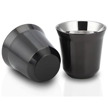 80ml/2.7oz 304 In Acciaio Inox Espresso Tazza di Caffè Portatile Doppio Strato Ufficio Tè Al Latte Bevande Tazza Tazza Mini Whisky Bicchieri Da Vino 1