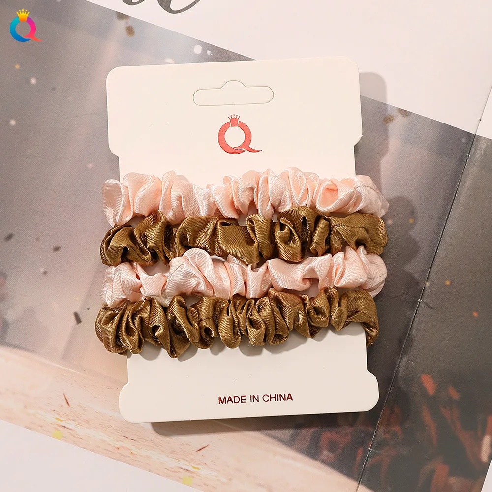Elegant Satin Hair Scrunchies Set - Vintage Solid Color Elastic Bands