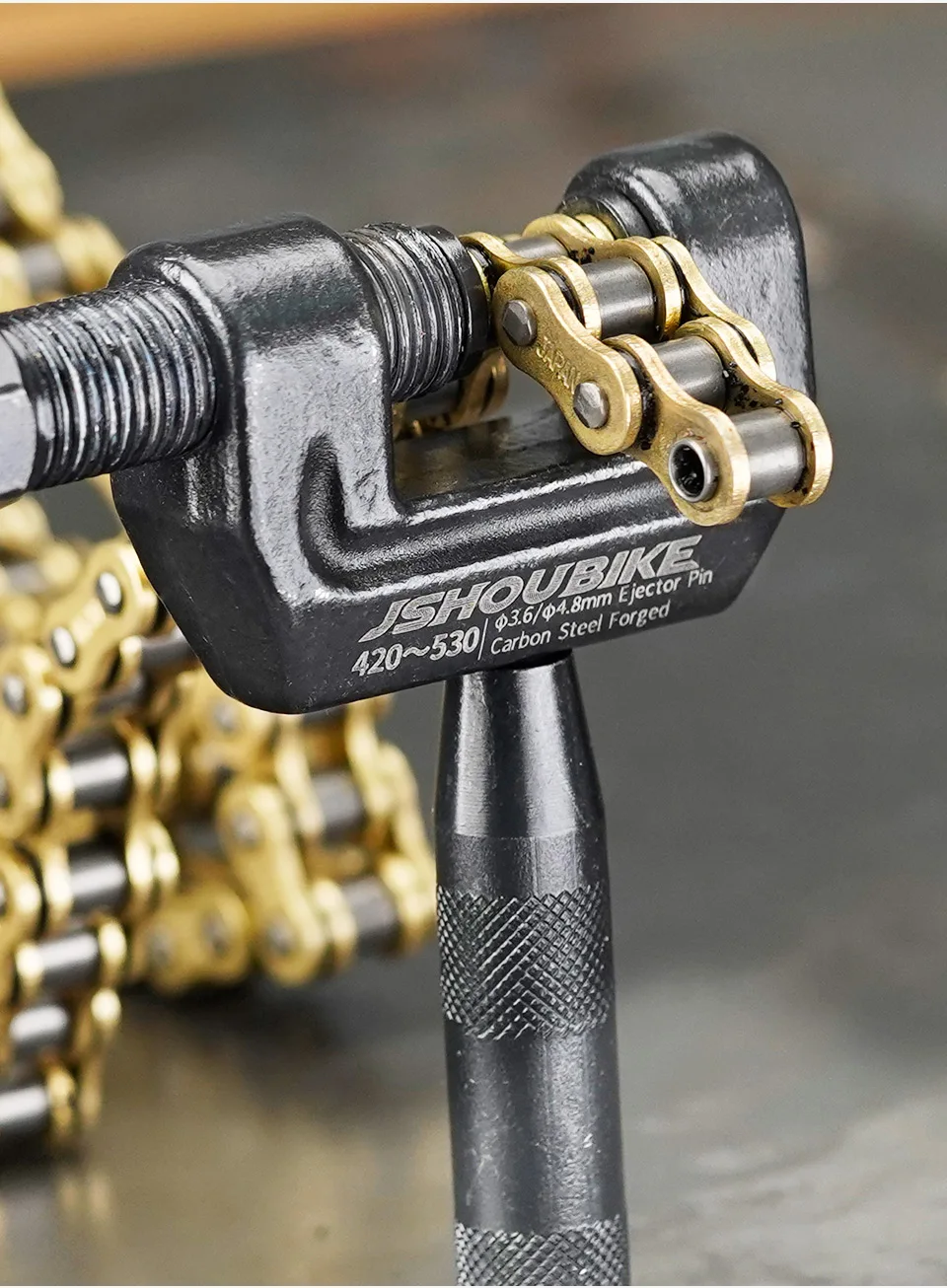 JSHOUBIKE Kettenbrecher-Werkzeug PRO Nieten Link Removal Splitter Motorrad Fahrrad 420 428 520 525 530 Kettenschneider Nietgerät – Detail 12