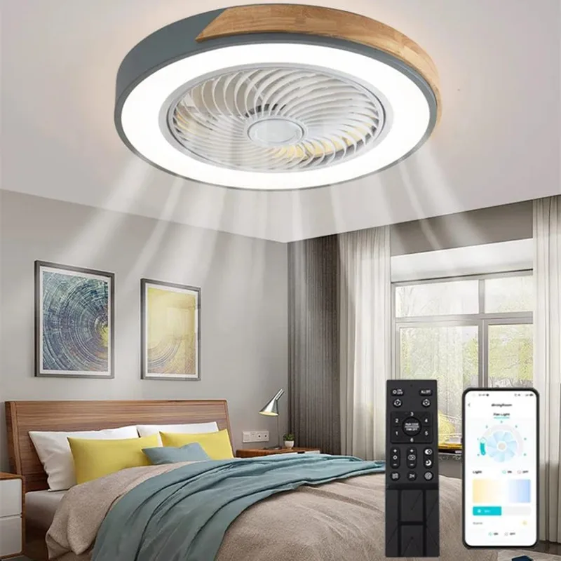 Ventilatore da soffitto con illuminazione, 24in, 50W Lampada da soffitto a LED moderna silenziosa con telecomando e APP Dimmerabile 6 luci per soggiorno Camera da letto Sala da pranzo (Bianco