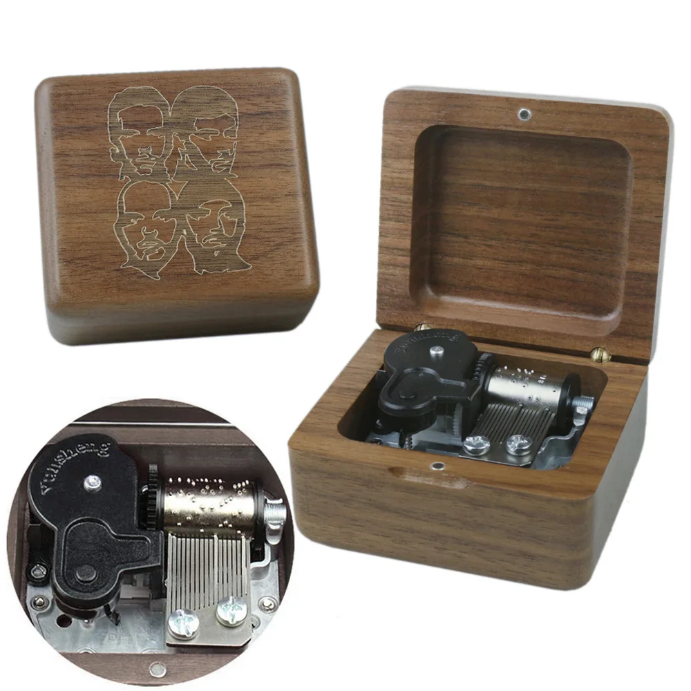 SOFTALK Coldplay-yellow Solid Wood walnut Theme Music Box Birthday Christmas Valentine's Day Gifts For Girlfriend