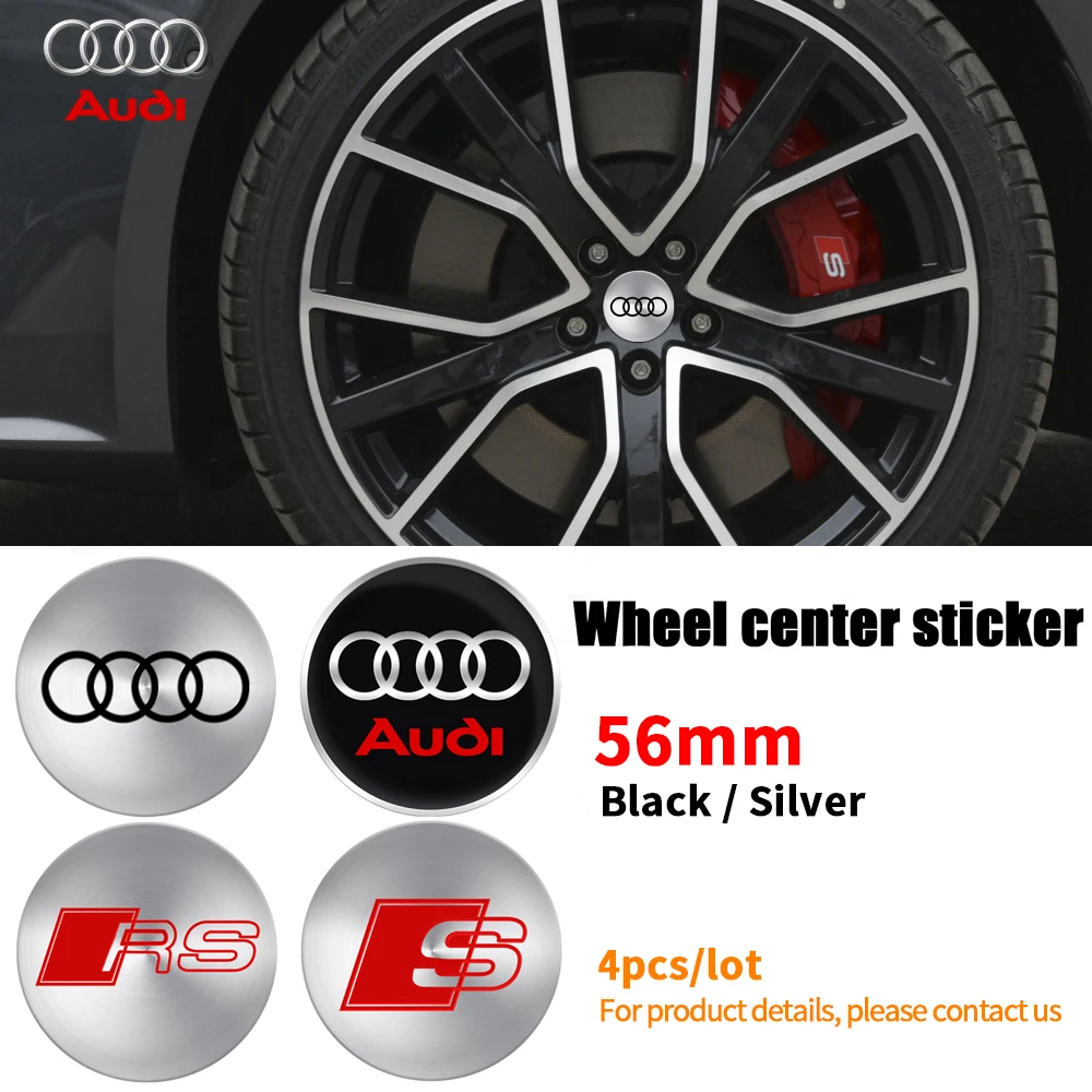 4 Pz 56Mm Alluminio Metallo Logo Car Wheel Center Hub Caps Sticker Per Audi Q5 A4 B9 B7 A1 A5 Q3 Q7 A6 C6 C7 A4L A3 Sline Rs A6L A7
