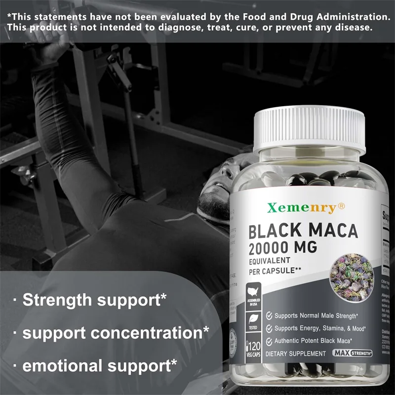 Energy Booster Black Maca Root Supplement Improves Strength Endurance and Mood Enhances Performance and Boosts Energy
