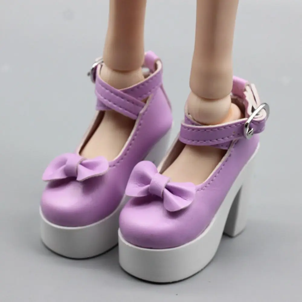 Bjd Shoes PU Leather 60cm Shoes Causal Wear Princess Bowknot High Heel Shoes Handmade Boots 1/3 Shoes Girls Gift