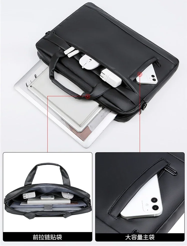 Men Briefcase Bag PU Leather Shoulder Messenger Bags Office Handbags 14 inch Laptop bag leather briefcase