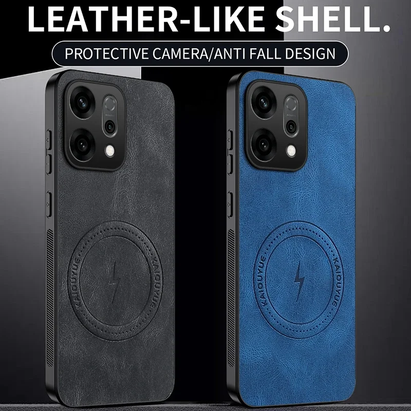 Napa-Textured Magnetic Shockproof Silicone Leather Case with MagSafe Compatibility