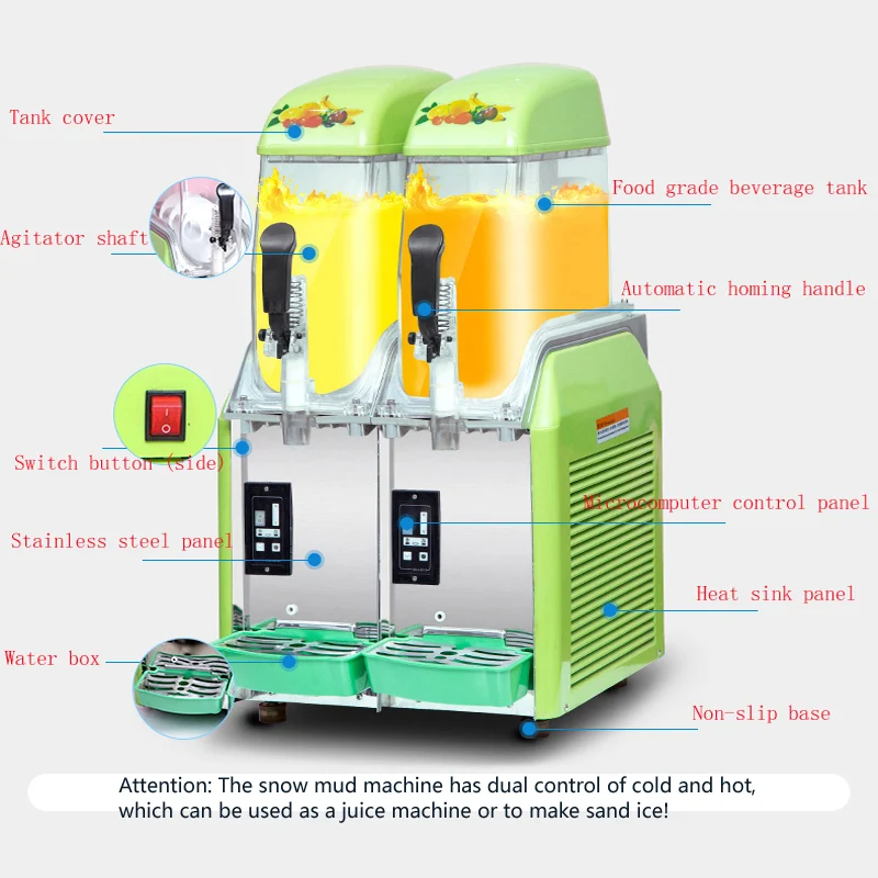 PBOBP 1/2/3 Tanks Commercial Ice-Cool Juice Smoothie Slush Maker Frozen Beverage Cold Drink Dispenser Vending Machine for Home 3
